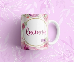Taza flores con nombre - comprar online