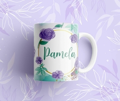 Taza flores con nombre
