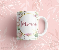Taza flores con nombre - tienda online