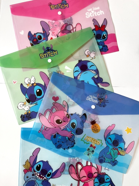 Pasta plástica Stitch com botão A4 - comprar online