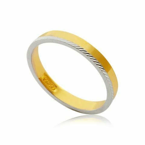 Aliança Diamantada Bicolor Ouro 18k Ref: 5210