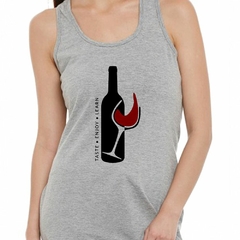 Musculosa Deportiva Taste Enjoy Learn Vino Copa Botella - comprar online