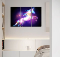 Cuadro Triptico Unicornio Galactico Stars