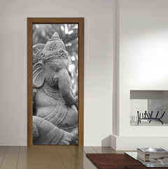 Vinilo Para Puerta Ganesha Elefante Dios Hindu #1