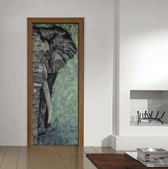 Vinilo Para Puerta Elefante Animales Wild Life Nature