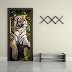 Vinilo Para Puerta Animales Tigres Felinos Selva Jungla #9