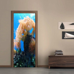 Vinilo Para Puerta Peces Coral Mar Oceano #8