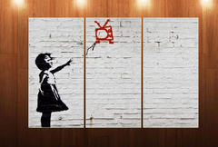 Cuadro Triptico Street Art Bansky Pintura Grafiti #7