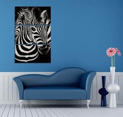 Cuadro Triptico Cebra Animal Print Blanco Negro