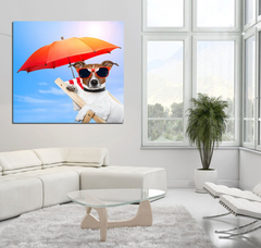 Cuadro Jack Russell Terrier En Playa Summer Dog