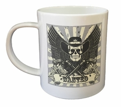 Taza Wanted Sheriff Guns Skull Flowers - comprar online