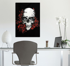 Cuadro Calavera Rosas Rojas Esqueleto American