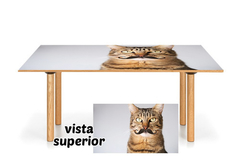 Vinilo Para Mesa Gato Con Bigote Michi Mustache Cat