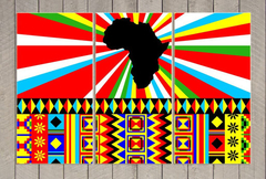 Cuadro Triptico Africa Bandera Colores Reggae