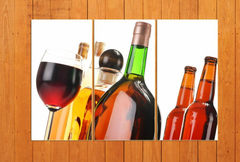 Cuadro Triptico Botellas Trago Bar