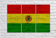 Cuadro Triptico Bandera Bolivia Imitacion Madera