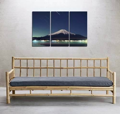 Cuadro Triptico Japon Monte Fuji Noche