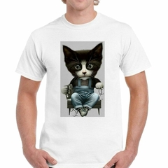 Remera Gato Sentado Music Art Caricatura - tienda online