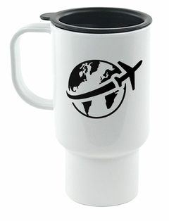 Jarro Termico Avion Plane Mundo World Viaje Travel Negr