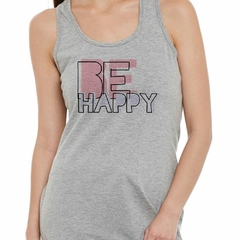 Musculosa Deportiva Be Happy Se Feliz Alegria