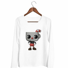 Remera Manga Larga Cuphead Funko Sonrisa Manos Cintura