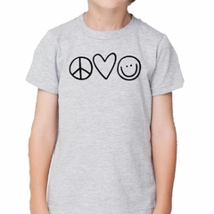 Remera Simbolos Paz Amor Y Felicidad - TiendaCubik