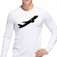 Remera Manga Larga Avion Silueta Plane Vuelo Viajar
