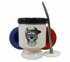 Mate Calavera Cool Con Anteojos Y Gora