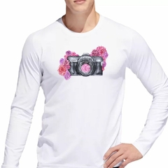 Remera Manga Larga Camara Flores Rosa Pasion