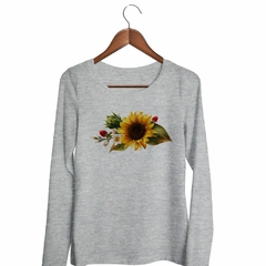 Remera Manga Larga Girasol Flores Amarillo Hojas - TiendaCubik