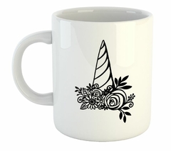 Taza Cuerno Unicornio Flores