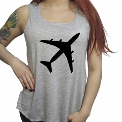 Musculosa Avion Plane Vector Negro Viaje