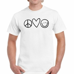 Remera Simbolos Paz Amor Y Felicidad - tienda online