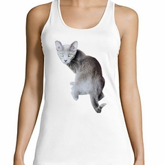 Musculosa Deportiva Gato Azul Ruso Atento Curioso - comprar online