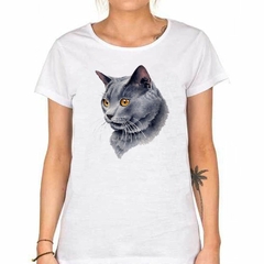 Imagen de Remera Gato Azul Ruso Cara Dibujo