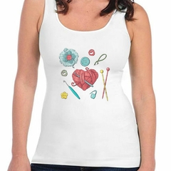 Musculosa Deportiva Cotura Bordado Tejer Herramientas Boton - comprar online