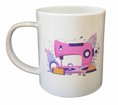 Taza Maquina Coser Alfiler Boton Tijera Rosa - comprar online