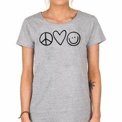 Remera Simbolos Paz Amor Y Felicidad