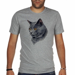 Remera Gato Azul Ruso Cara Dibujo - comprar online