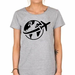 Remera Avion Plane Mundo World Viaje Travel Negr - TiendaCubik