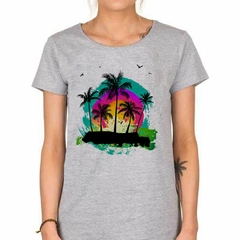 Remera Palmeras Color Watercolor Playa Tropical en internet