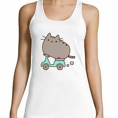 Musculosa Deportiva Gato Moto Caricatura Dibujito Gris - comprar online