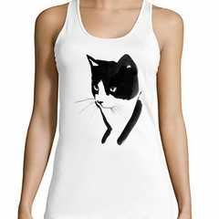 Musculosa Deportiva Gato Negro Y Blanco Painting