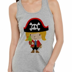 Musculosa Deportiva Niña Pirata Dibujo Girl Pirate Caricatura - comprar online