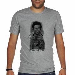 Remera Pablo Escobar Dibujo Plata O Plomo - comprar online