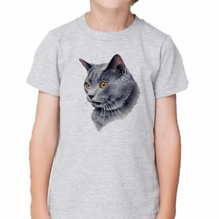 Remera Gato Azul Ruso Cara Dibujo en internet