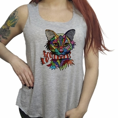 Musculosa Gato Con Bufanda Pop Art
