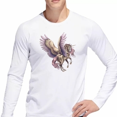 Remera Manga Larga Pegaso Caballo Con Alas Mitologia M3