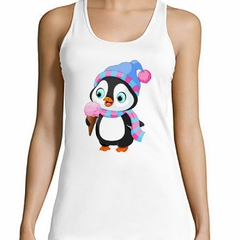 Musculosa Deportiva Pinguino Con Bufanda Tomando Helado - comprar online