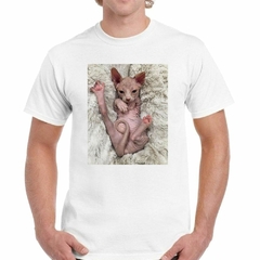 Imagen de Remera Gato Sphynx Bebe Descansando